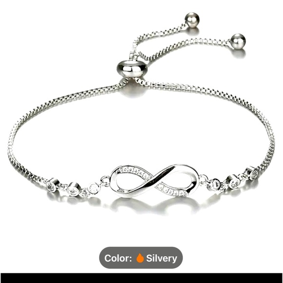 Infinity Symbol Thin Chain Bracelet Inlaid Shiny Faux Crystal Elegant Bracelet - Picture 1 of 3